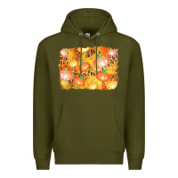 Army Green fall pumpkin background Premium Hoodie - AdoDesignShop