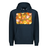 Navy fall pumpkin background Premium Hoodie - AdoDesignShop