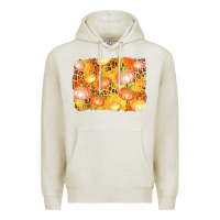 Oatmeal Heather fall pumpkin background Premium Hoodie - AdoDesignShop