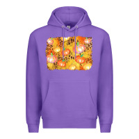 Purple fall pumpkin background Premium Hoodie - AdoDesignShop