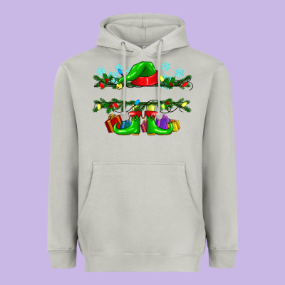 Custom Name Christmas Elf Heavyweight Hoodie Designed By Texasbilliewilder