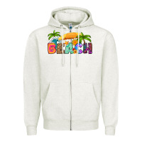 Oatmeal Heather beach Zipper Hoodie - RanaPortraitStore