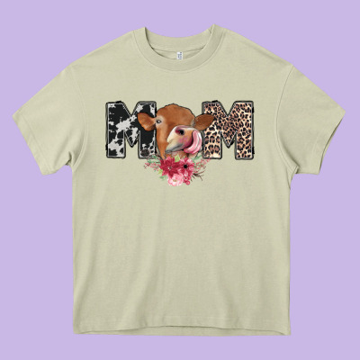 Mom Cow Heavy Core Tee Designed By Cowhidedigitalart