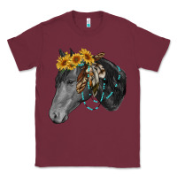 Burgundy black and white western horse Classic Tee - RanaPortraitStore