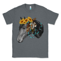 Charcoal Heather black and white western horse Classic Tee - RanaPortraitStore
