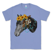 Colony Blue black and white western horse Classic Tee - RanaPortraitStore