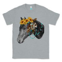 Heather Grey black and white western horse Classic Tee - RanaPortraitStore