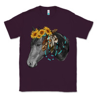 Plum black and white western horse Classic Tee - RanaPortraitStore