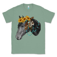 Sage black and white western horse Classic Tee - RanaPortraitStore