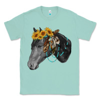 Seafoam black and white western horse Classic Tee - RanaPortraitStore