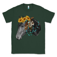 Sports Green black and white western horse Classic Tee - RanaPortraitStore