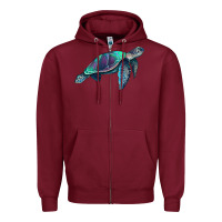 Burgundy turtle Zipper Hoodie - RanaPortraitStore