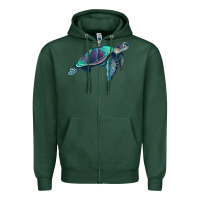 Sports Green turtle Zipper Hoodie - RanaPortraitStore
