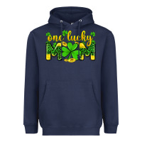 Navy one lucky mom Heavyweight Hoodie - Zillion Design Studio