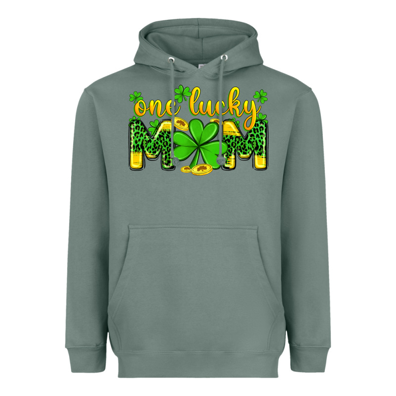 One Lucky Mom Heavyweight Hoodie by Zillion Design Studio | Teevron