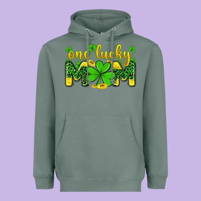 One Lucky Mom Heavyweight Hoodie Designed By Zillion Design Studio