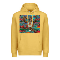 Antique Gold western serape leopard bull skull turquoise tumbler Premium Hoodie - Artiststas