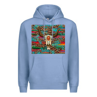 Colony Blue western serape leopard bull skull turquoise tumbler Premium Hoodie - Artiststas