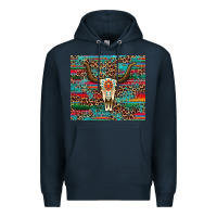 Navy western serape leopard bull skull turquoise tumbler Premium Hoodie - Artiststas