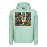 Seafoam western serape leopard bull skull turquoise tumbler Premium Hoodie - Artiststas