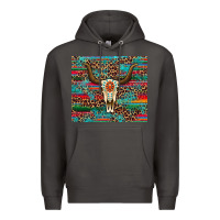 Smoke western serape leopard bull skull turquoise tumbler Premium Hoodie - Artiststas