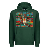 Western Serape Leopard Bull Skull Turquoise Tumbler Premium Hoodie | Teevron