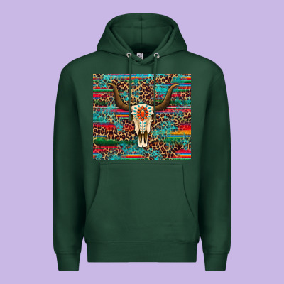 Western Serape Leopard Bull Skull Turquoise Tumbler Premium Hoodie Designed By Artiststas