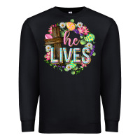 Black He lives Easter with flowers Premium Sweatshirt - Neo Western