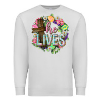 Dove Grey He lives Easter with flowers Premium Sweatshirt - Neo Western