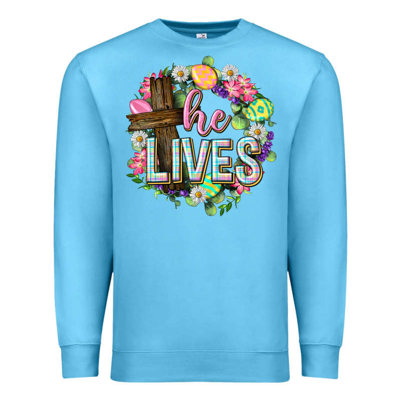 He Lives Easter With Flowers Premium Sweatshirt by Neo Western | Teevron