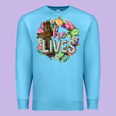 He Lives Easter With Flowers Premium Sweatshirt Designed By Neo Western