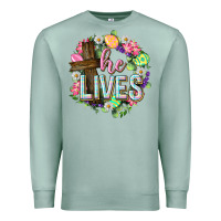 Seafoam He lives Easter with flowers Premium Sweatshirt - Neo Western
