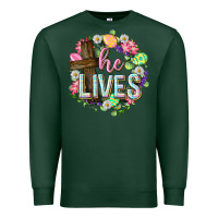 Sports Green He lives Easter with flowers Premium Sweatshirt - Neo Western