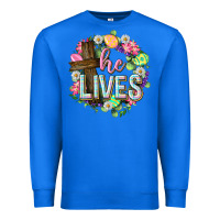 True Royal He lives Easter with flowers Premium Sweatshirt - Neo Western