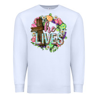 White He lives Easter with flowers Premium Sweatshirt - Neo Western
