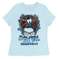 Baby Blue dental assistant messy bun Ladies Tee - BarkalooDesign