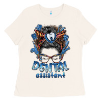 Bone dental assistant messy bun Ladies Tee - BarkalooDesign