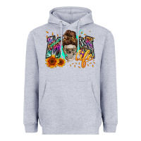 Heather Grey mom life with skull Heavyweight Hoodie - Zillion Design Studio