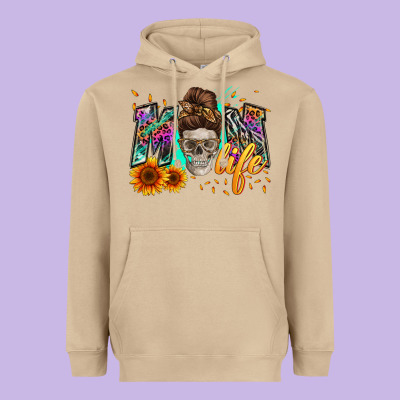 Mom Life With Skull Heavyweight Hoodie Designed By Zillion Design Studio