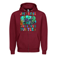 Burgundy just a girl who loves turtles Zipper Hoodie - RanaPortraitStore