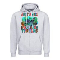Heather Grey just a girl who loves turtles Zipper Hoodie - RanaPortraitStore