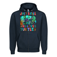 Navy just a girl who loves turtles Zipper Hoodie - RanaPortraitStore
