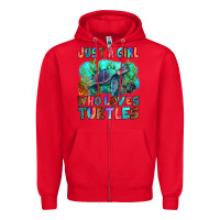 Red just a girl who loves turtles Zipper Hoodie - RanaPortraitStore