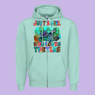 Zipper Hoodie just a girl who loves turtles