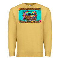 Antique Gold hippie van floral skinny metal can holder Premium Sweatshirt - HRA Design Shop