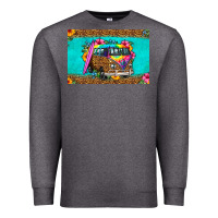 Charcoal Heather hippie van floral skinny metal can holder Premium Sweatshirt - HRA Design Shop