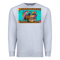 Heather Grey hippie van floral skinny metal can holder Premium Sweatshirt - HRA Design Shop