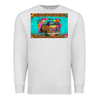 Oatmeal Heather hippie van floral skinny metal can holder Premium Sweatshirt - HRA Design Shop