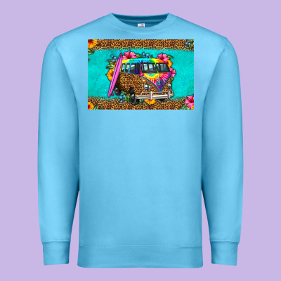 Hippie Van Floral Skinny Metal Can Holder Premium Sweatshirt Designed By Hra Design Shop