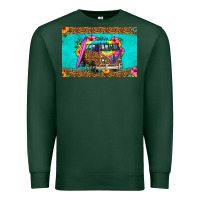 Sports Green hippie van floral skinny metal can holder Premium Sweatshirt - HRA Design Shop